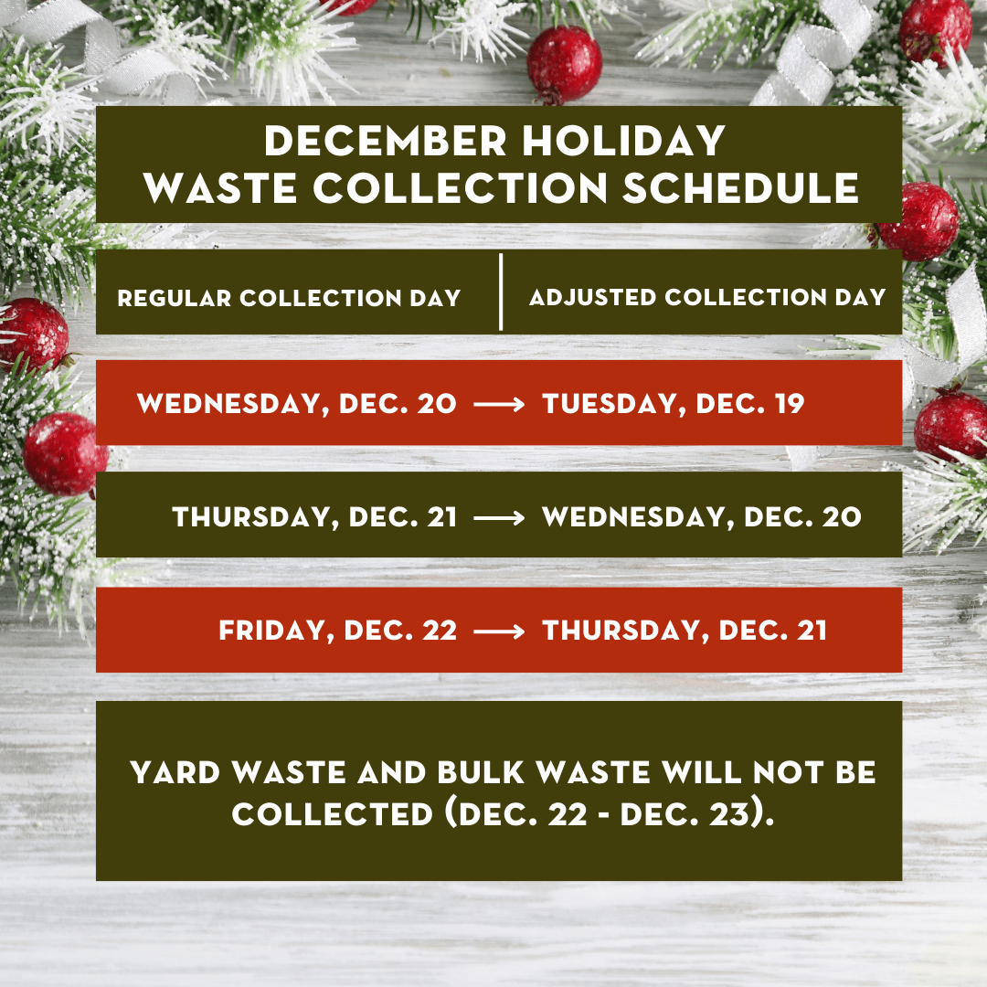 december holiday waste collection schedule