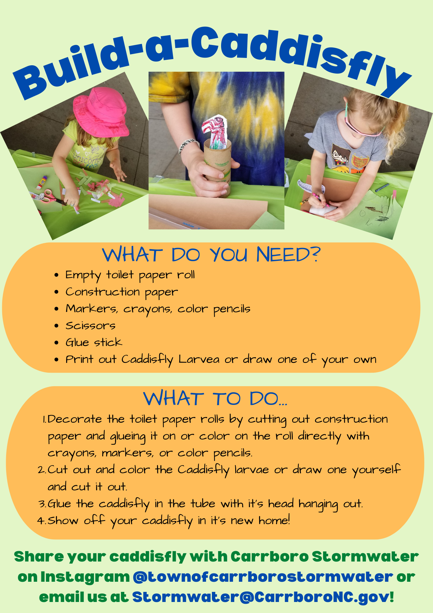 Build-a-Caddisfly instruction sheet